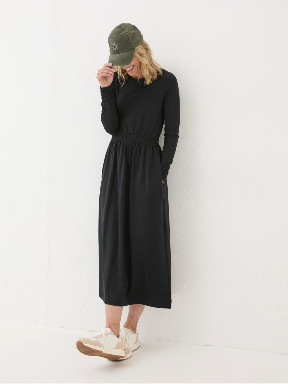 Fatface Black Long-Sleeve Maxi Dress - Classic Everyday Style
